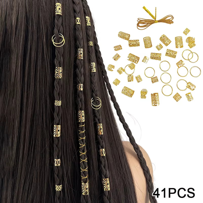 Dreadlock Hair Rings Adjustable Cuffs Clip Hair Braids Dirty Braids Bead Hairpin Hair Accessories Headwear for Women Girls
