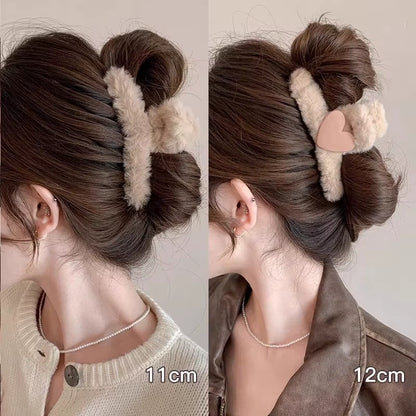 Winter Plush Hair Claw for Women Girls Sweet Hair Ornament Long Thich Hair Hairpin Headband Hair Clip Fashion Hair Accessories
