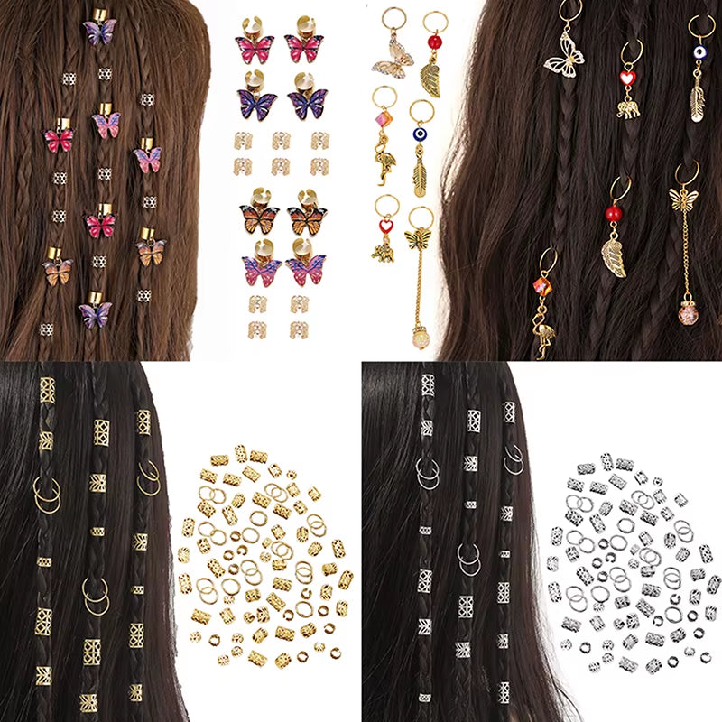 Dreadlock Hair Rings Adjustable Cuffs Clip Hair Braids Dirty Braids Bead Hairpin Hair Accessories Headwear for Women Girls