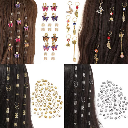 Dreadlock Hair Rings Adjustable Cuffs Clip Hair Braids Dirty Braids Bead Hairpin Hair Accessories Headwear for Women Girls