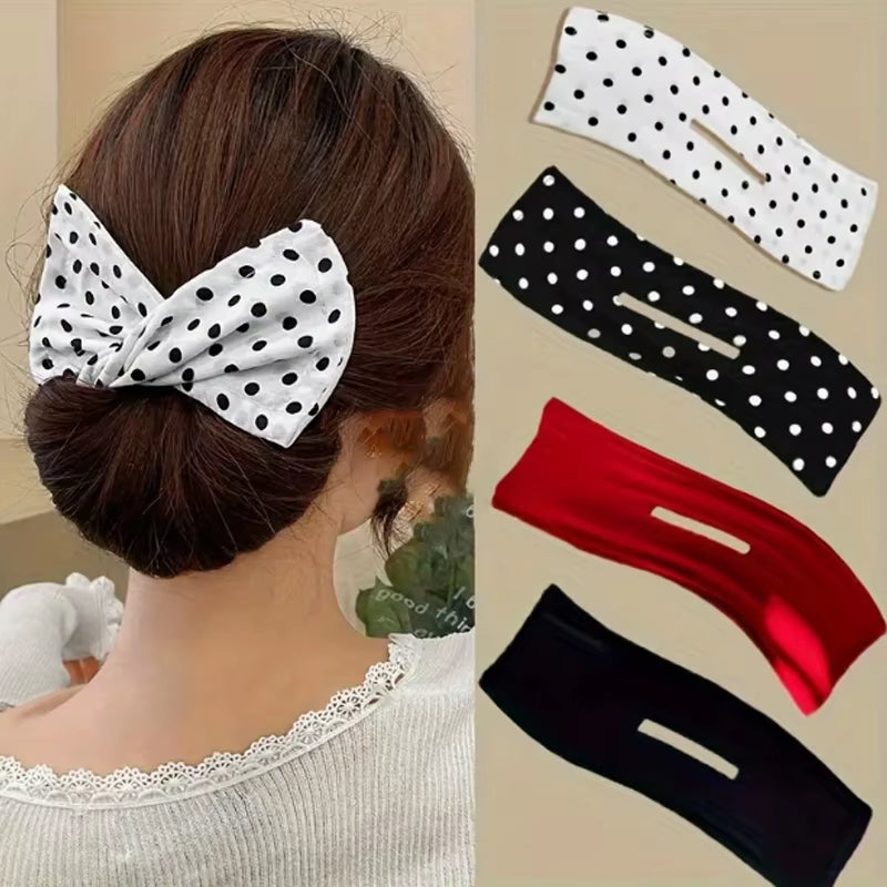 1/4Pcs Solid Color Polka Dot Twist Hair Clip for Women Elegant Hairband Lazy Fashion Hair Curler Hair Accessories