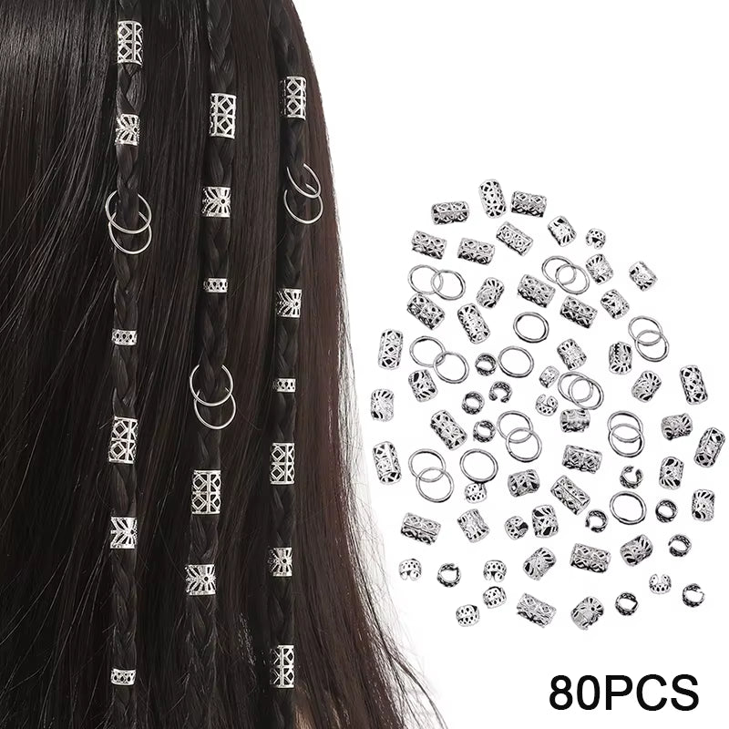 Dreadlock Hair Rings Adjustable Cuffs Clip Hair Braids Dirty Braids Bead Hairpin Hair Accessories Headwear for Women Girls