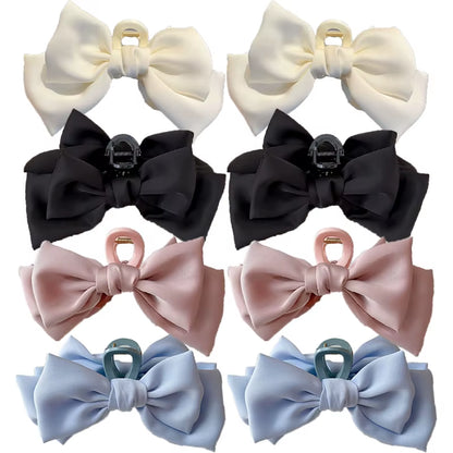 Fashion Women Bow Hairpin Korean Version of Solid Color Butterfly Satin Hair Clips Girls Hair Accessories Headwear