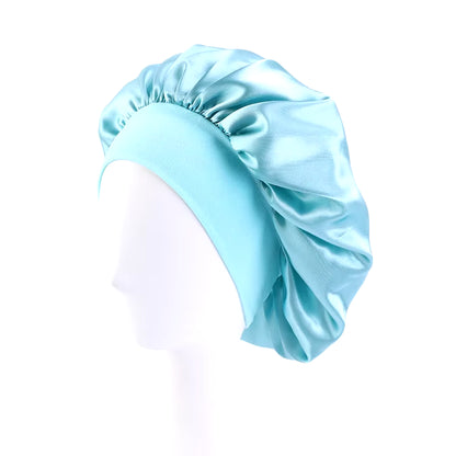 New Satin Wide Brim Nightcap Silky Bonnet Hair Wrap for Sleeping Sleep Cap with Elastic Soft Band Styling Cap Hair Wrapping Tool