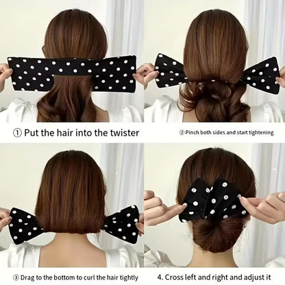1/4Pcs Solid Color Polka Dot Twist Hair Clip for Women Elegant Hairband Lazy Fashion Hair Curler Hair Accessories