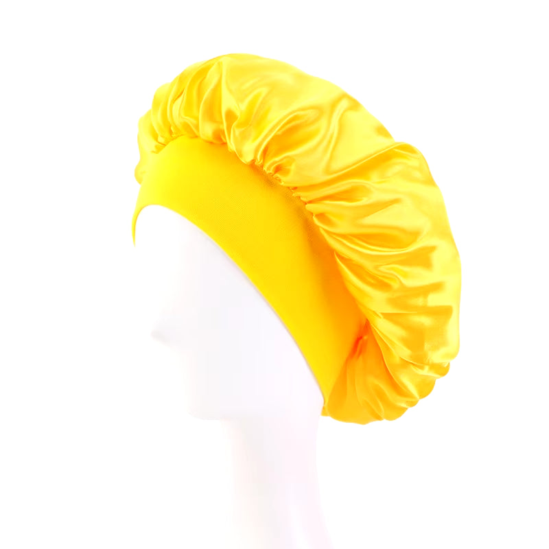 New Satin Wide Brim Nightcap Silky Bonnet Hair Wrap for Sleeping Sleep Cap with Elastic Soft Band Styling Cap Hair Wrapping Tool