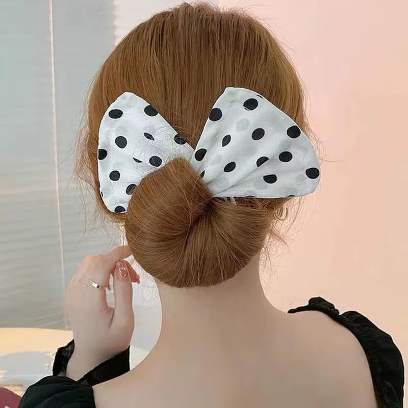 1/4Pcs Solid Color Polka Dot Twist Hair Clip for Women Elegant Hairband Lazy Fashion Hair Curler Hair Accessories