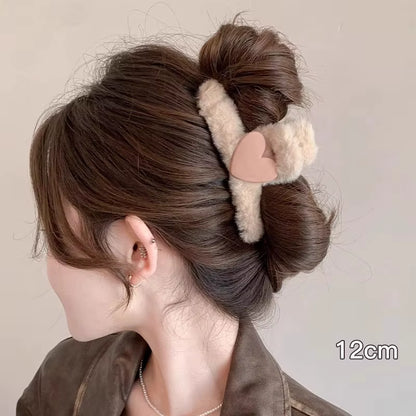 Winter Plush Hair Claw for Women Girls Sweet Hair Ornament Long Thich Hair Hairpin Headband Hair Clip Fashion Hair Accessories
