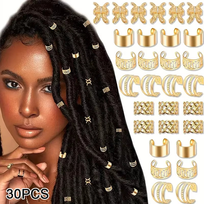 Dreadlock Hair Rings Adjustable Cuffs Clip Hair Braids Dirty Braids Bead Hairpin Hair Accessories Headwear for Women Girls