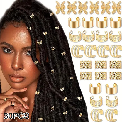 Dreadlock Hair Rings Adjustable Cuffs Clip Hair Braids Dirty Braids Bead Hairpin Hair Accessories Headwear for Women Girls