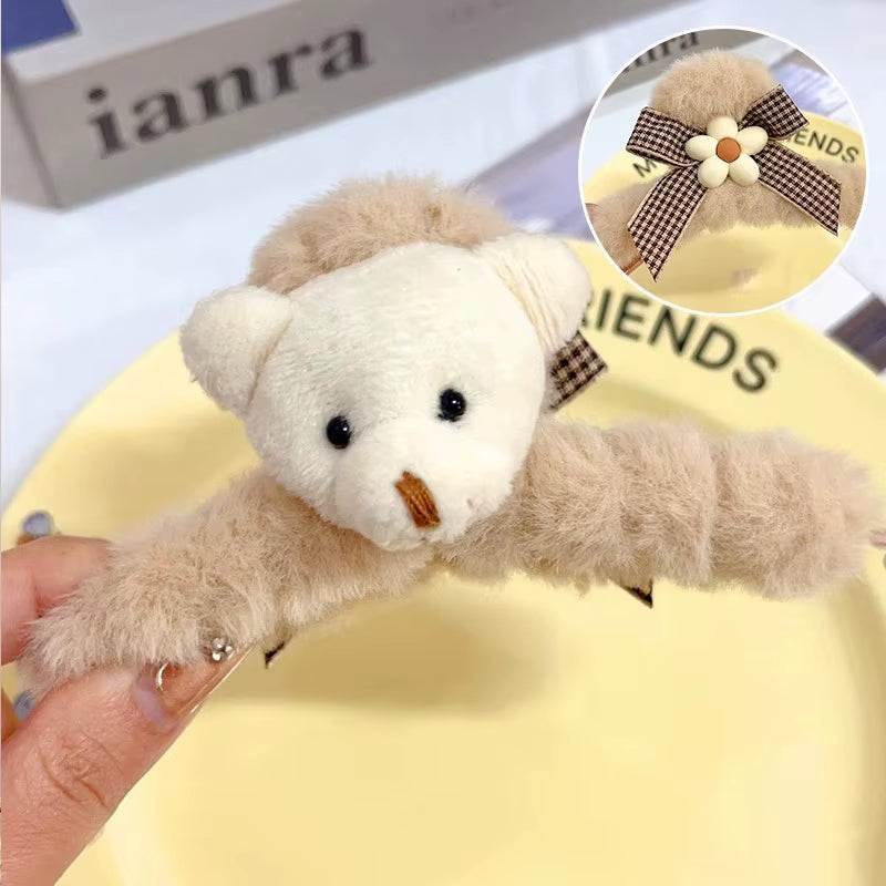 Winter Plush Hair Claw for Women Girls Sweet Hair Ornament Long Thich Hair Hairpin Headband Hair Clip Fashion Hair Accessories