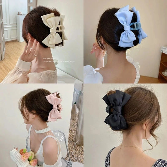 Fashion Women Bow Hairpin Korean Version of Solid Color Butterfly Satin Hair Clips Girls Hair Accessories Headwear
