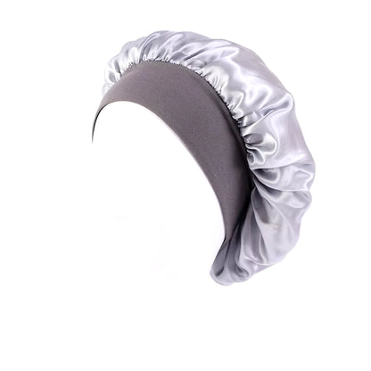 New Satin Wide Brim Nightcap Silky Bonnet Hair Wrap for Sleeping Sleep Cap with Elastic Soft Band Styling Cap Hair Wrapping Tool