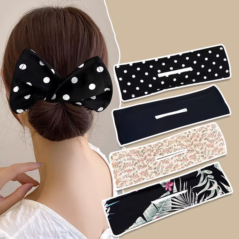 1/4Pcs Solid Color Polka Dot Twist Hair Clip for Women Elegant Hairband Lazy Fashion Hair Curler Hair Accessories