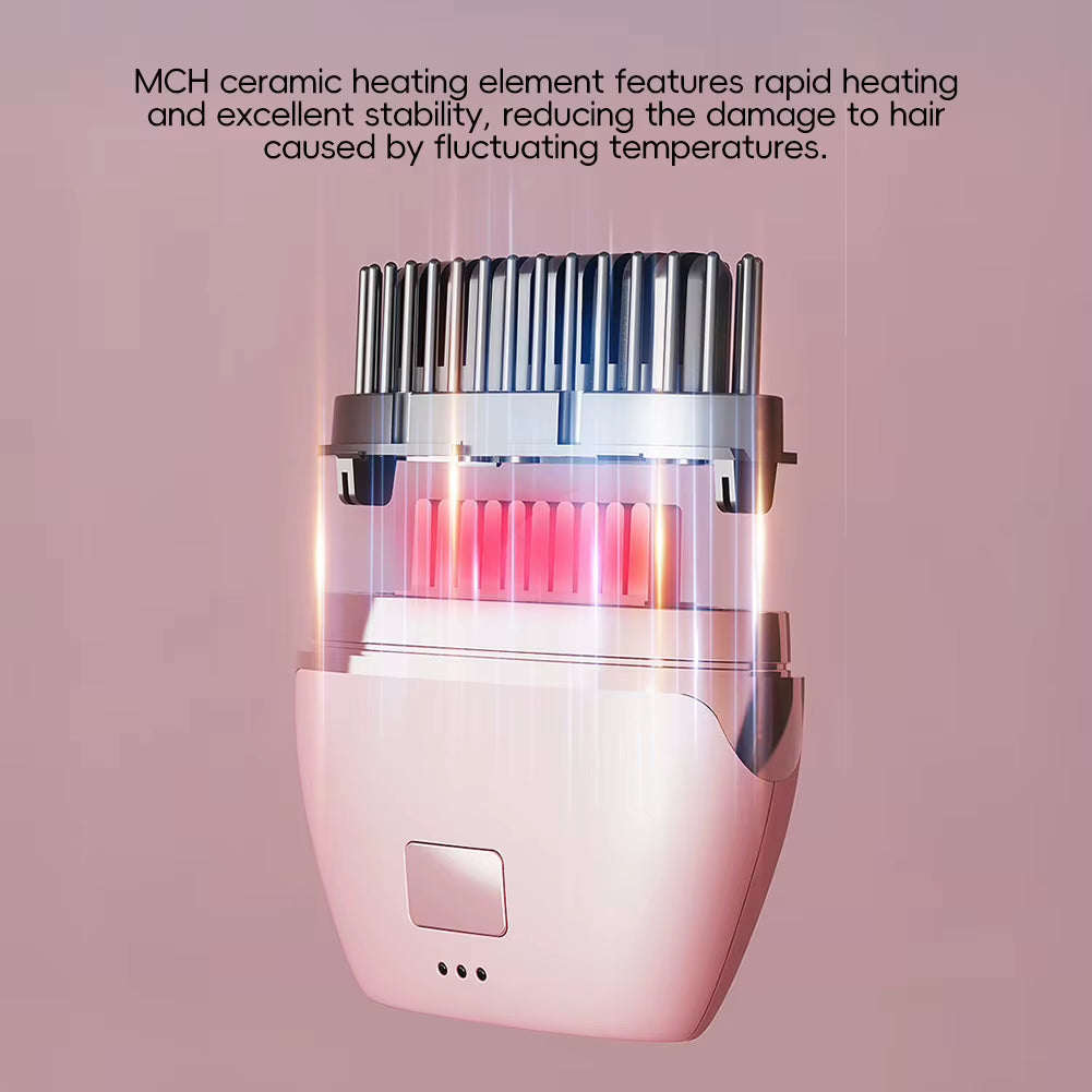 New Multifunctional Electric Heating Hair Straightener Brush Portable Rechargeable Cordless Straightening Comb Hairdressing Tool