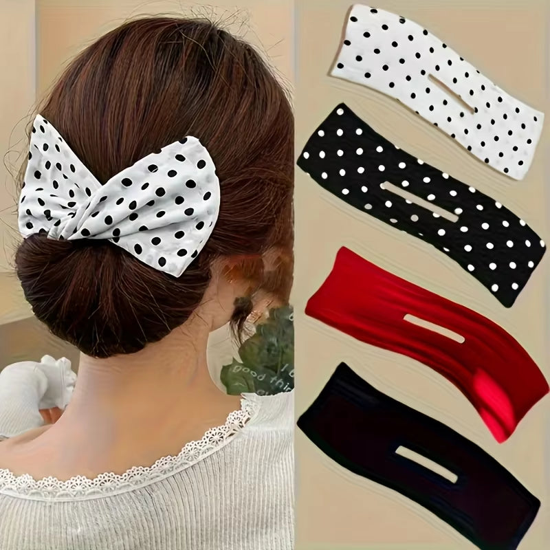 1/4Pcs Solid Color Polka Dot Twist Hair Clip for Women Elegant Hairband Lazy Fashion Hair Curler Hair Accessories