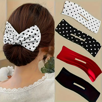 1/4Pcs Solid Color Polka Dot Twist Hair Clip for Women Elegant Hairband Lazy Fashion Hair Curler Hair Accessories