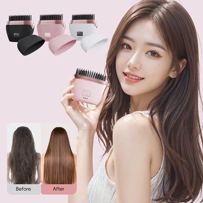 New Multifunctional Electric Heating Hair Straightener Brush Portable Rechargeable Cordless Straightening Comb Hairdressing Tool