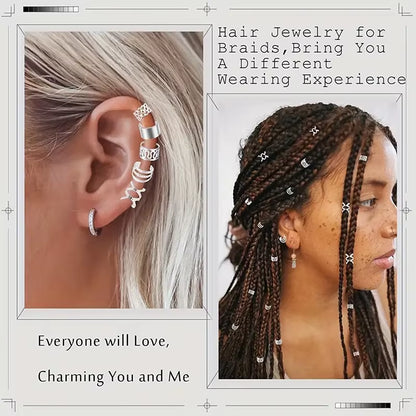 Dreadlock Hair Rings Adjustable Cuffs Clip Hair Braids Dirty Braids Bead Hairpin Hair Accessories Headwear for Women Girls