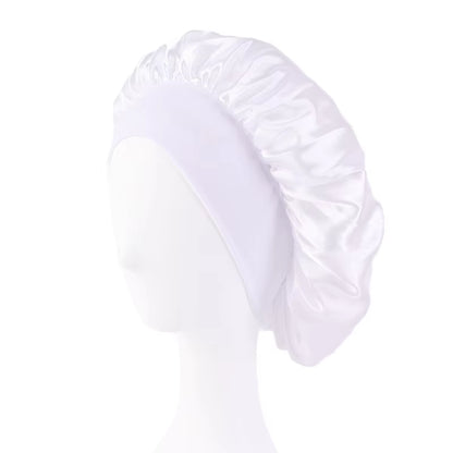 New Satin Wide Brim Nightcap Silky Bonnet Hair Wrap for Sleeping Sleep Cap with Elastic Soft Band Styling Cap Hair Wrapping Tool