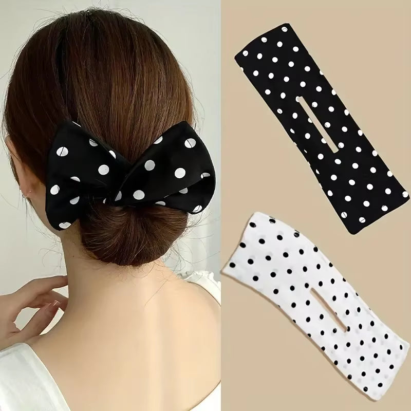 1/4Pcs Solid Color Polka Dot Twist Hair Clip for Women Elegant Hairband Lazy Fashion Hair Curler Hair Accessories