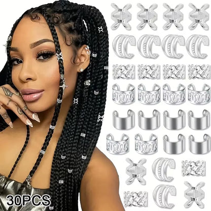 Dreadlock Hair Rings Adjustable Cuffs Clip Hair Braids Dirty Braids Bead Hairpin Hair Accessories Headwear for Women Girls