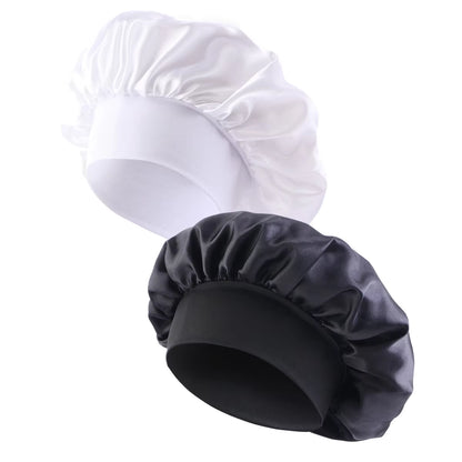 New Satin Wide Brim Nightcap Silky Bonnet Hair Wrap for Sleeping Sleep Cap with Elastic Soft Band Styling Cap Hair Wrapping Tool