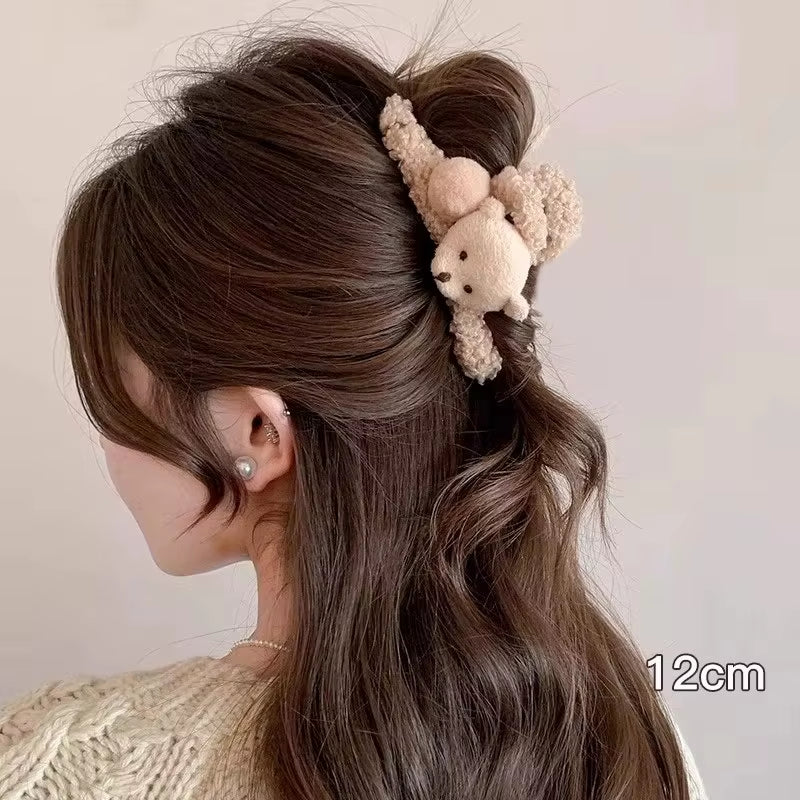 Winter Plush Hair Claw for Women Girls Sweet Hair Ornament Long Thich Hair Hairpin Headband Hair Clip Fashion Hair Accessories