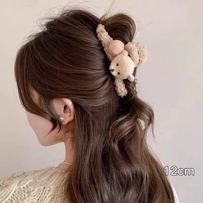 Winter Plush Hair Claw for Women Girls Sweet Hair Ornament Long Thich Hair Hairpin Headband Hair Clip Fashion Hair Accessories