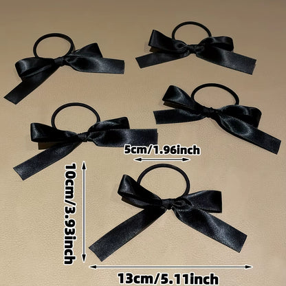 5Pcs Women'S Style, Fashionable and Cute, Black Bow Hair Tie, Suitable for Daily Use, Recommended Gift Hair Accessories