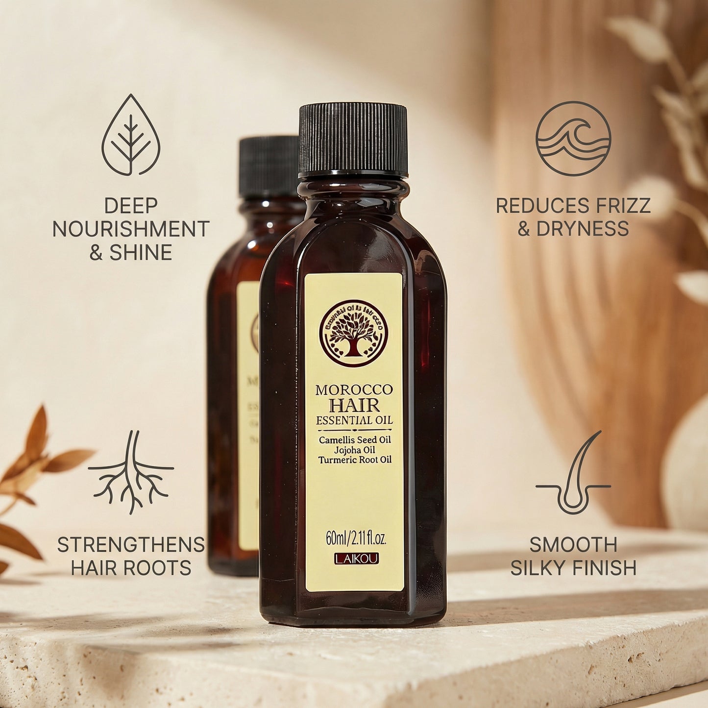 Morocco Hair Essential Argan Essence Oil Moisturizer Brightening Smooth Nourishing Repair Dry Damaged Hair 60Ml