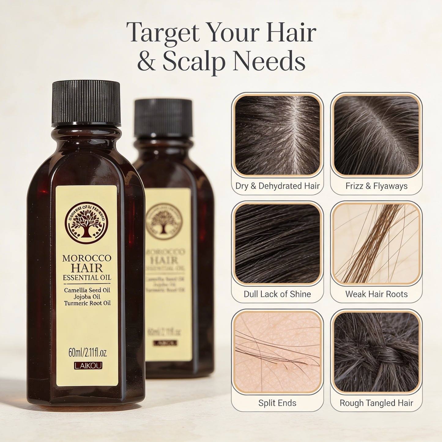 Morocco Hair Essential Argan Essence Oil Moisturizer Brightening Smooth Nourishing Repair Dry Damaged Hair 60Ml