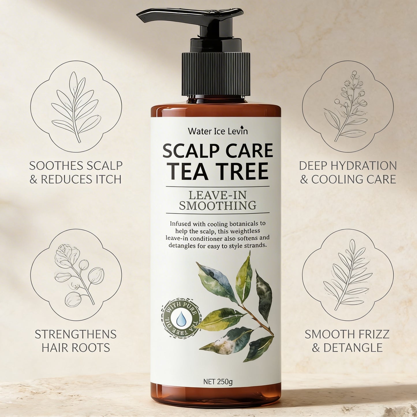 250G Tea Tree Conditioner, Super Fluffy, Moisturizing, Fresh and Smooth Dry Hair Care, Long-Lasting Fragrance - Moisturizing and Moisturizing - a Must-Have for Summer