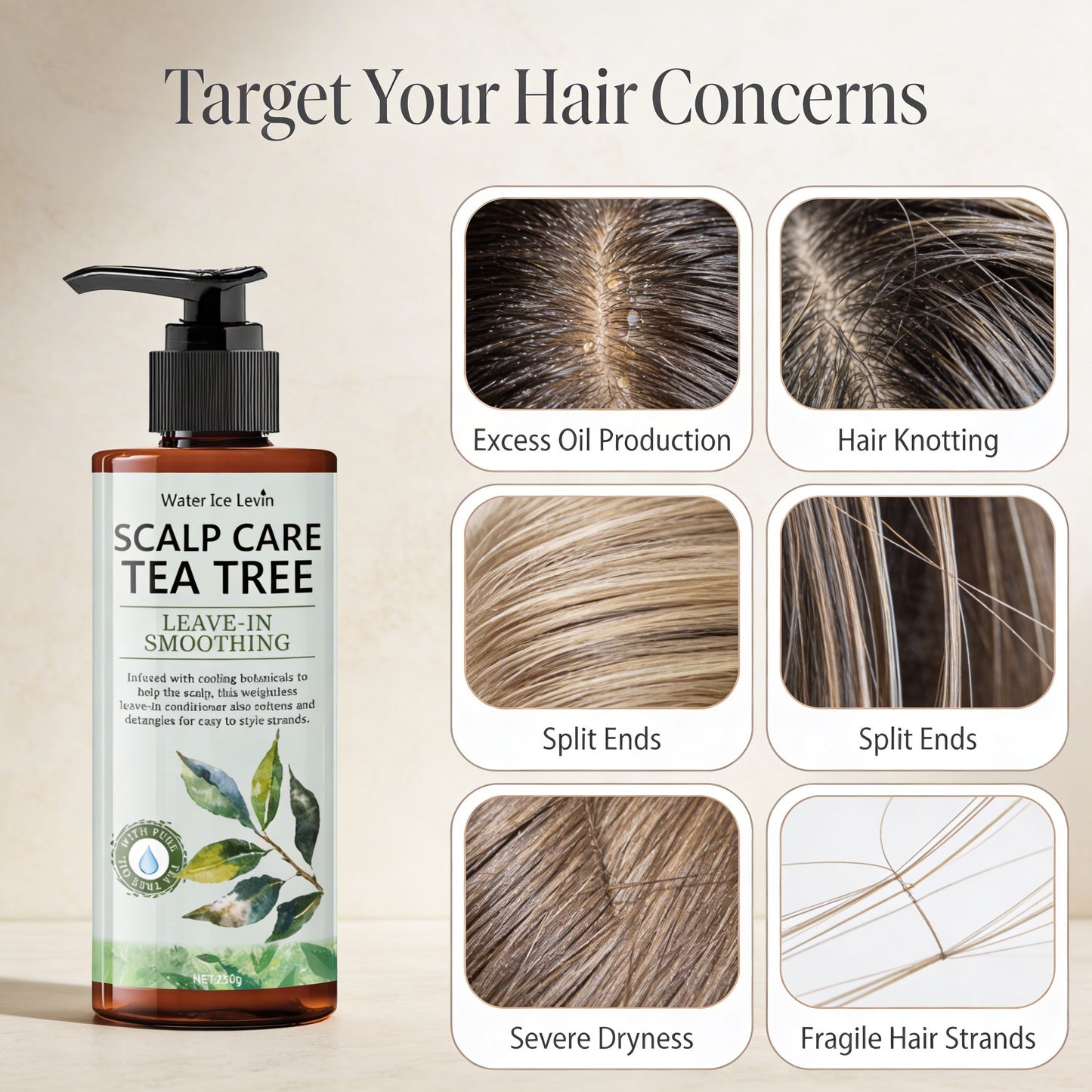 250G Tea Tree Conditioner, Super Fluffy, Moisturizing, Fresh and Smooth Dry Hair Care, Long-Lasting Fragrance - Moisturizing and Moisturizing - a Must-Have for Summer